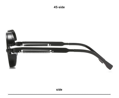 Stevvex black round metal frame sunglasses with retro style and spring hinge temples on Tampa Home & Garden Store