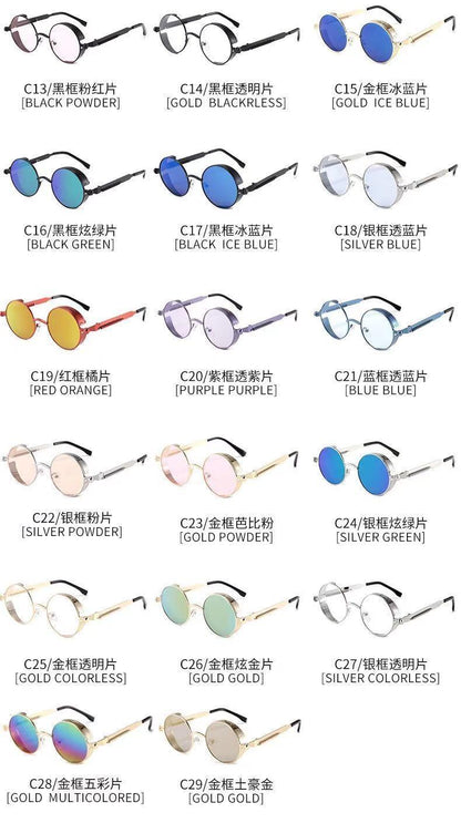 Stevvex round metal frame sunglasses in 17 colorways, UV400, retro designer style on Tampa Home & Garden Store