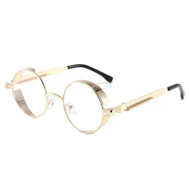 Stevvex round gold-tone metal-frame sunglasses UV400 unisex retro designer eyewear on Tampa Home & Garden Store