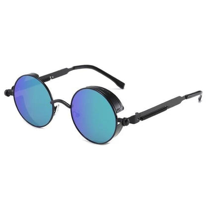 Stevvex round metal frame sunglasses with blue mirrored lenses UV400 unisex design on Tampa Home & Garden Store