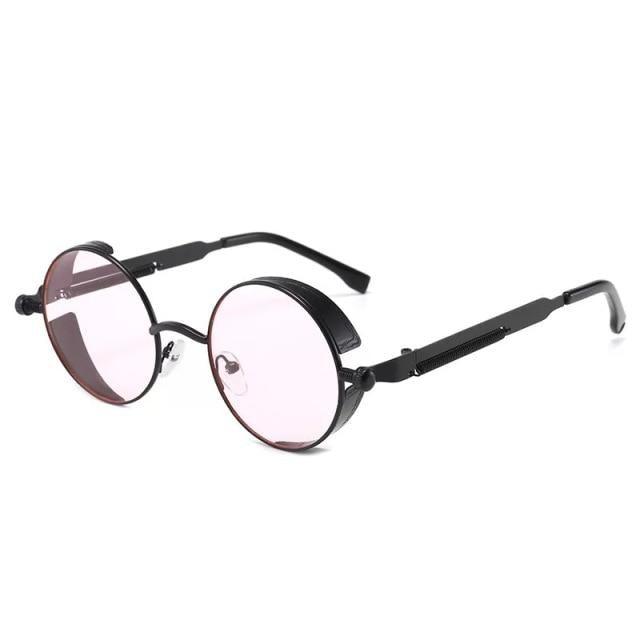 Round metal sunglasses with pink lenses and retro frame UV400 protection on Tampa Home & Garden Store