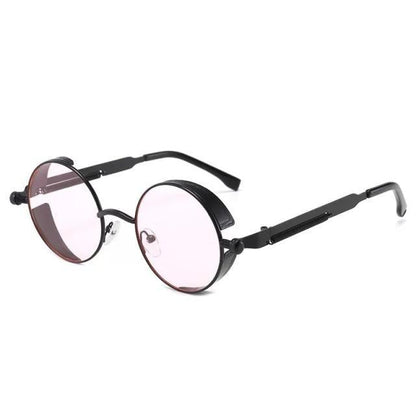Round metal sunglasses with pink lenses and retro frame UV400 protection on Tampa Home & Garden Store