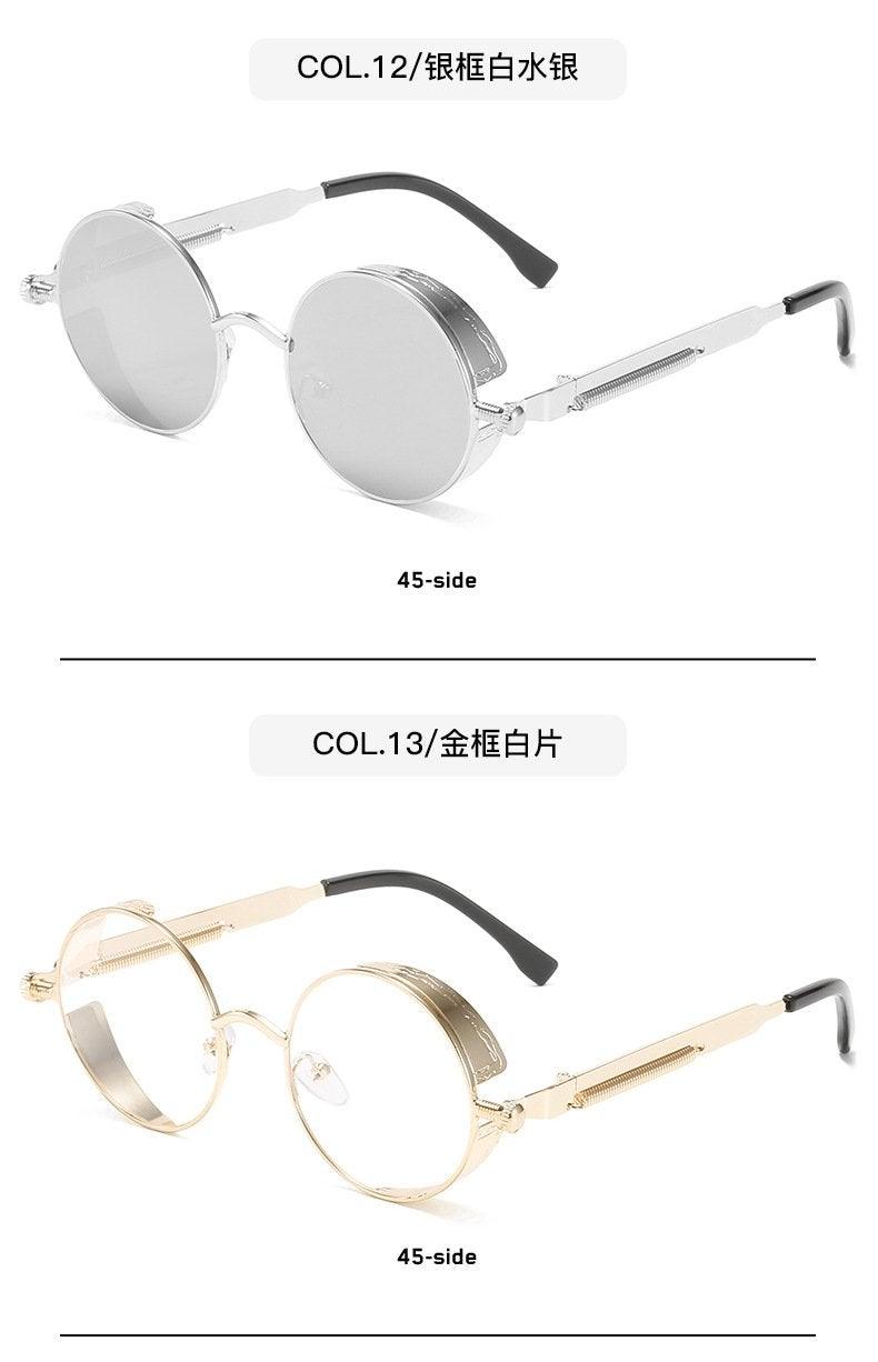 Sunglasses Stevvex round metal frame in silver, mirrored lenses, black temple tips on Tampa Home & Garden Store
Sunglasses Stevvex round metal frame in gold, clear lenses, black temple tips on Tampa Home & Garden Store