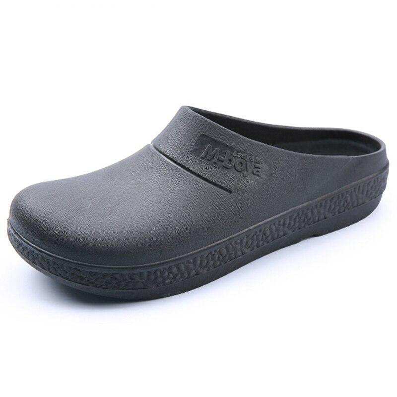 Slippers Stevvex non-slip waterproof kitchen chef clogs, black with textured sole on Tampa Home & Garden Store