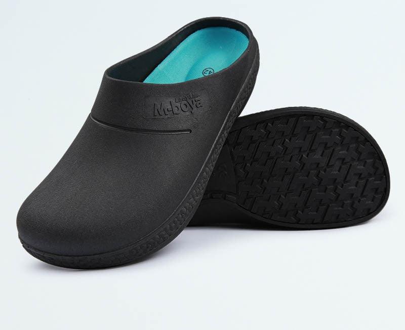 Stevvex kitchen slippers non-slip waterproof black with turquoise lining, 2 pairs on Tampa Home & Garden Store