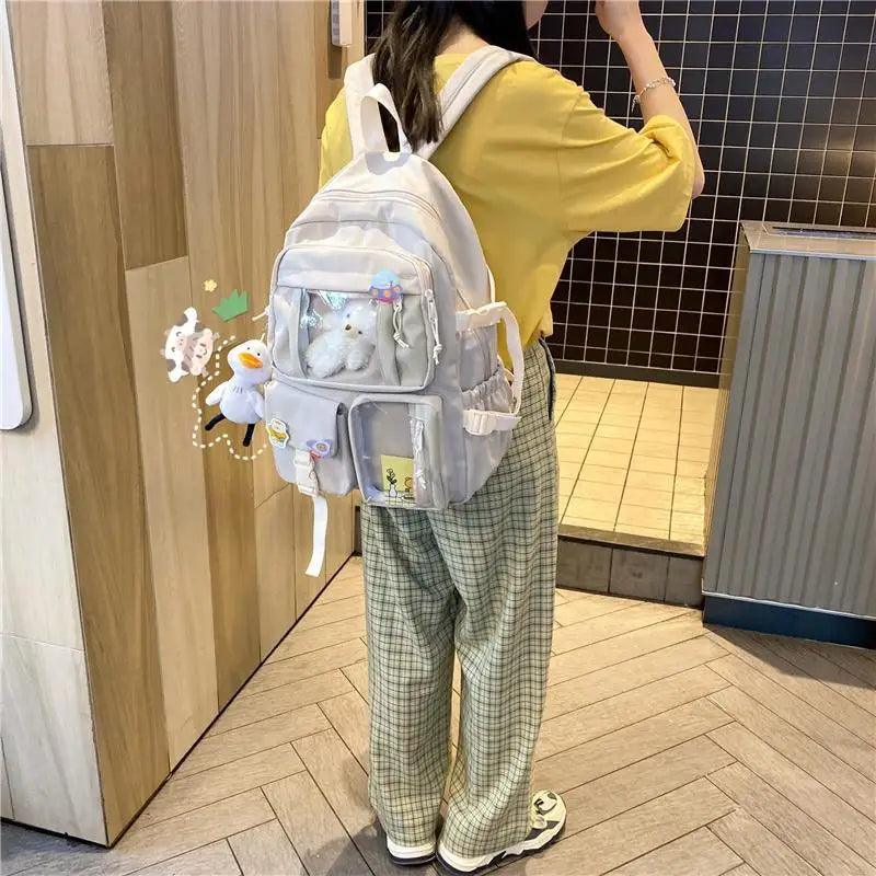 Light gray nylon large-capacity waterproof school backpack with multiple pockets on Tampa Home & Garden Store
