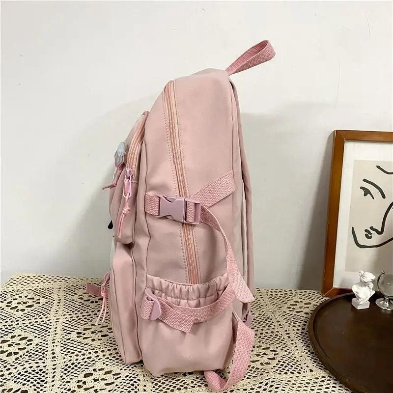 Stevvex pink nylon school backpack large capacity waterproof with side pockets on Tampa Home & Garden Store