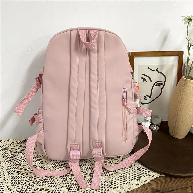 Stevvex pink nylon school backpack large capacity waterproof for female students on Tampa Home & Garden Store
