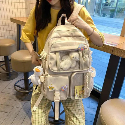 Stevvex ALU92983ZYX nylon large capacity waterproof school backpack cream with pockets on Tampa Home & Garden Store