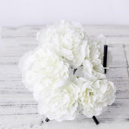 Peony artificial silk bouquet Stevvex white for wedding and home decor on Tampa Home & Garden Store
