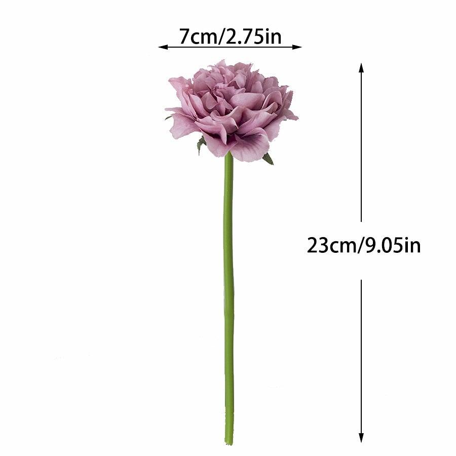 Stevvex peony artificial silk flower stem with pink bloom, 7cm head, 23cm tall wedding decor on Tampa Home & Garden Store