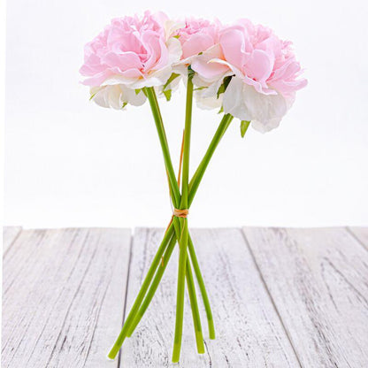 Stevvex pink peony artificial silk bouquet, multi-stem wedding decor bundle on Tampa Home & Garden Store
