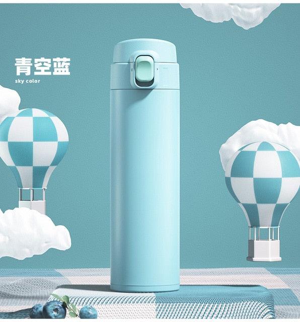 Stevvex thermos bottle sky blue stainless steel insulated flip-top lid portable water bottle on Tampa Home & Garden Store