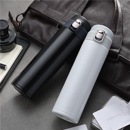 Stevvex stainless steel thermos bottle pair in black and gray vacuum insulated mugs on Tampa Home & Garden Store