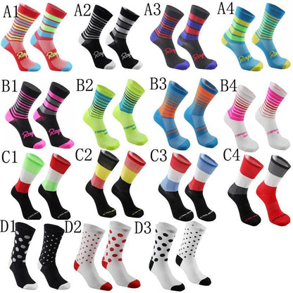 Stevvex cycling socks assortment, 16 pairs with striped and solid colors for men and women on Tampa Home & Garden Store