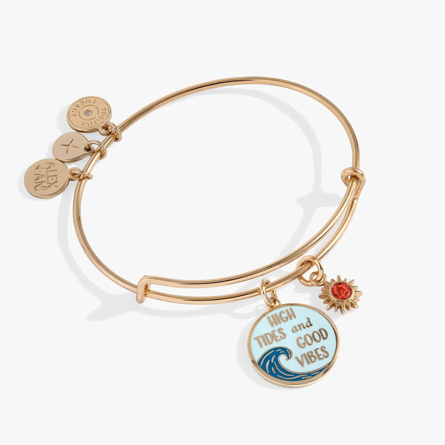 High Tides Good Vibes Charm Bangle With Sun Charm