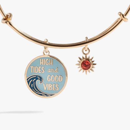 High Tides Good Vibes Charm Bangle With Sun Charm