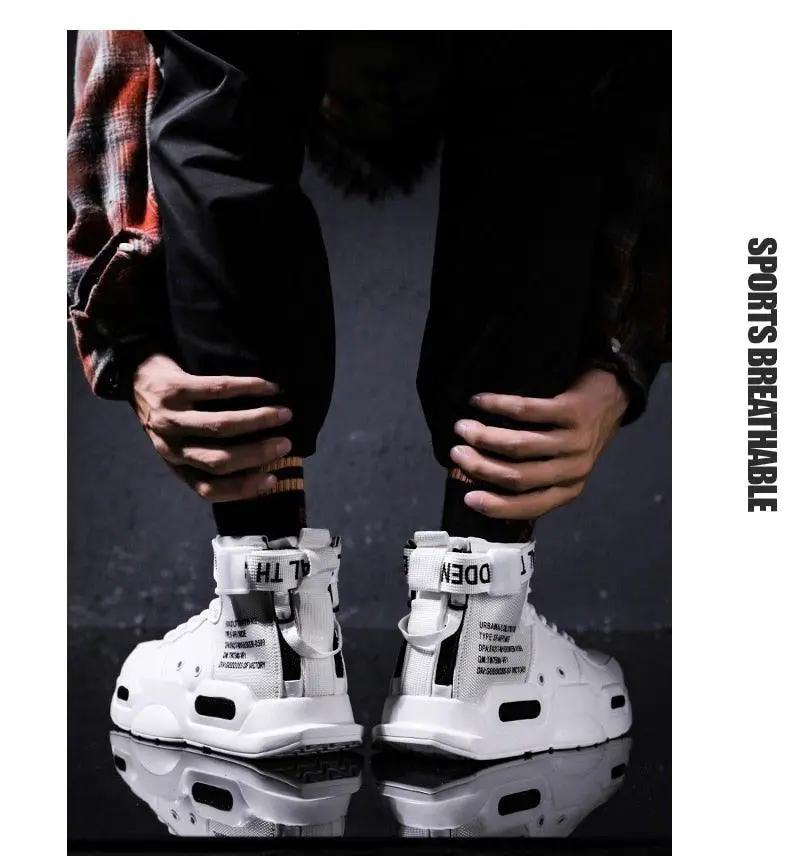 High Top Red Sneakers for Men Hip Hop Style