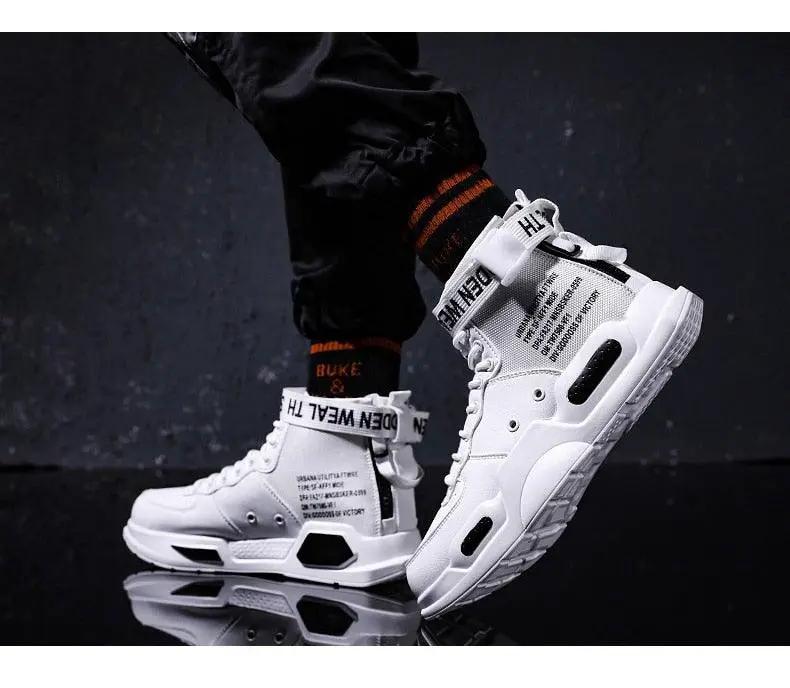 High Top Red Sneakers for Men Hip Hop Style