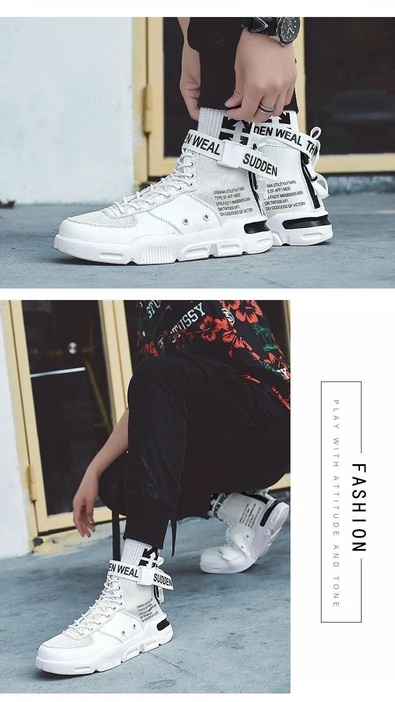 High Top Red Sneakers for Men Hip Hop Style
