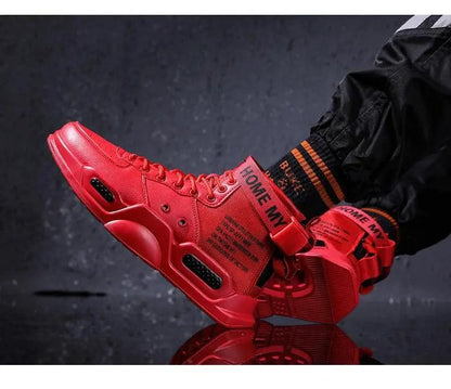 High Top Red Sneakers for Men Hip Hop Style