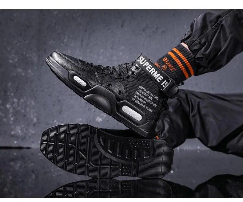 High Top Red Sneakers for Men Hip Hop Style