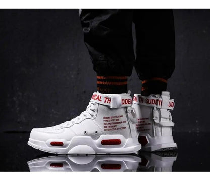 High Top Red Sneakers for Men Hip Hop Style