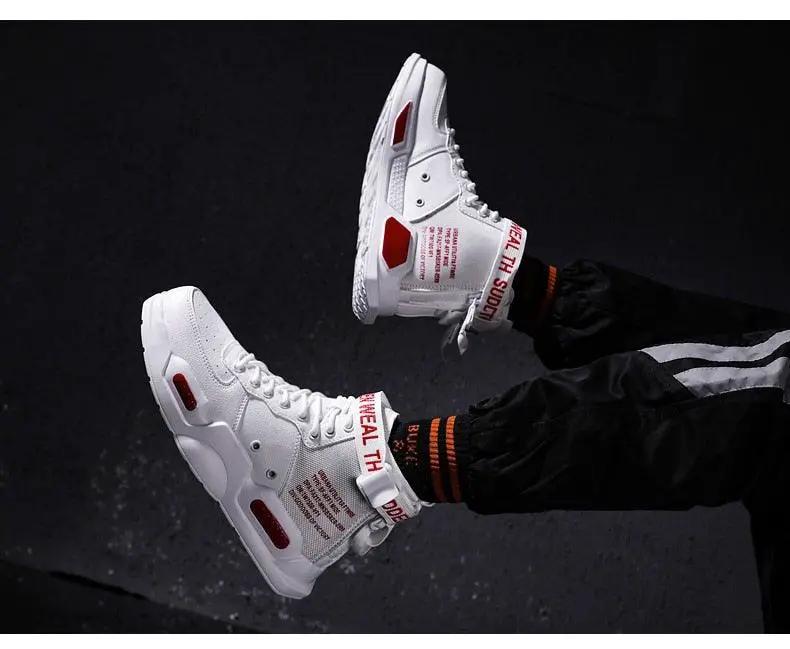 High Top Red Sneakers for Men Hip Hop Style