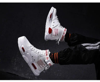 High Top Red Sneakers for Men Hip Hop Style