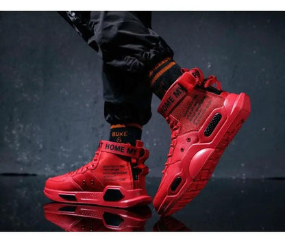 High Top Red Sneakers for Men Hip Hop Style