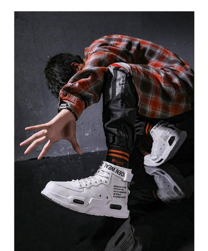 High Top Red Sneakers for Men Hip Hop Style