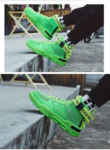 High Top Red Sneakers for Men Hip Hop Style