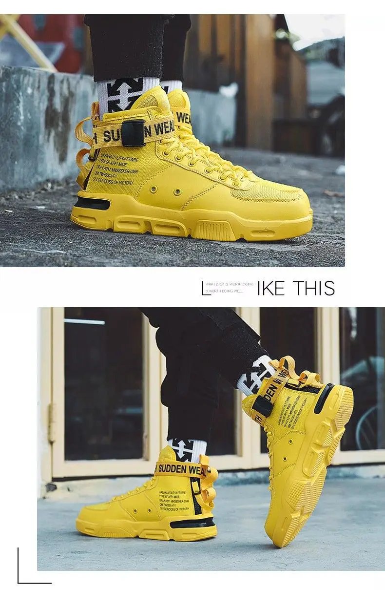 High Top Red Sneakers for Men Hip Hop Style