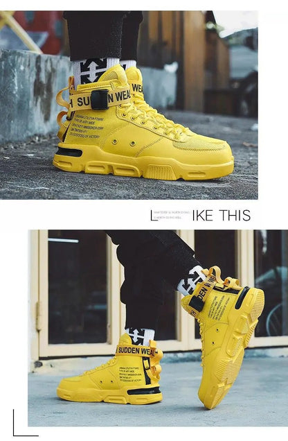 High Top Red Sneakers for Men Hip Hop Style