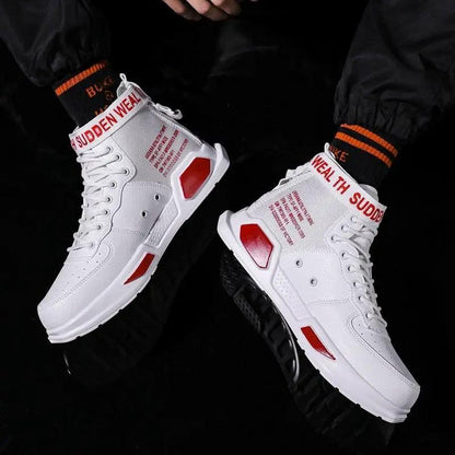 High Top Red Sneakers for Men Hip Hop Style