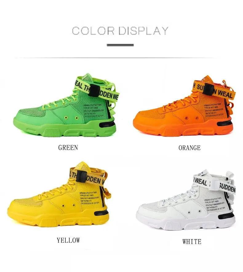High Top Red Sneakers for Men Hip Hop Style