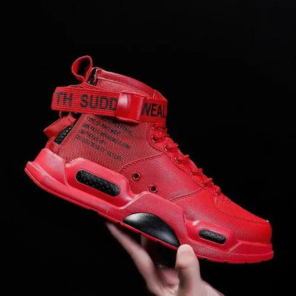 High Top Red Sneakers for Men Hip Hop Style