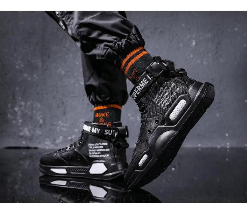 High Top Red Sneakers for Men Hip Hop Style
