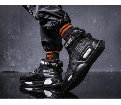 High Top Red Sneakers for Men Hip Hop Style