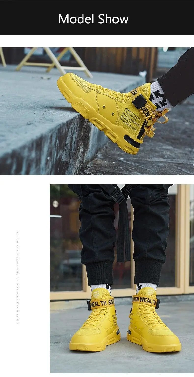 High Top Red Sneakers for Men Hip Hop Style