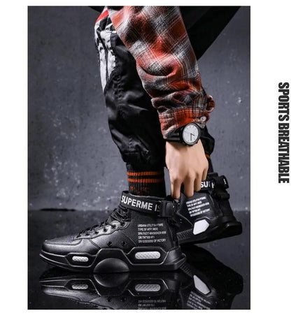 High Top Red Sneakers for Men Hip Hop Style