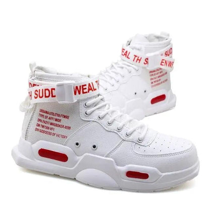 High Top Red Sneakers for Men Hip Hop Style