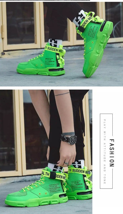 High Top Red Sneakers for Men Hip Hop Style