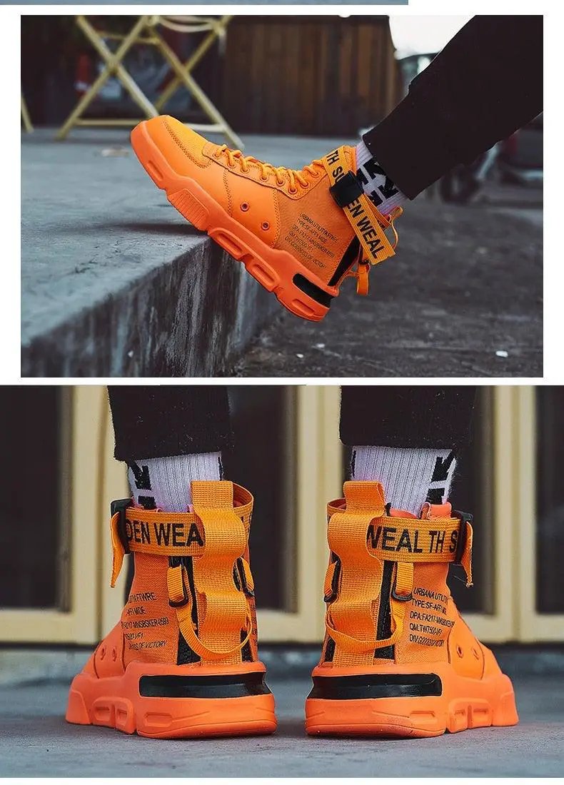 High Top Red Sneakers for Men Hip Hop Style