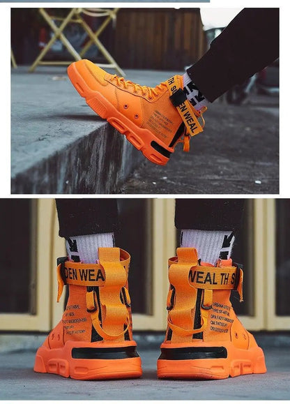 High Top Red Sneakers for Men Hip Hop Style