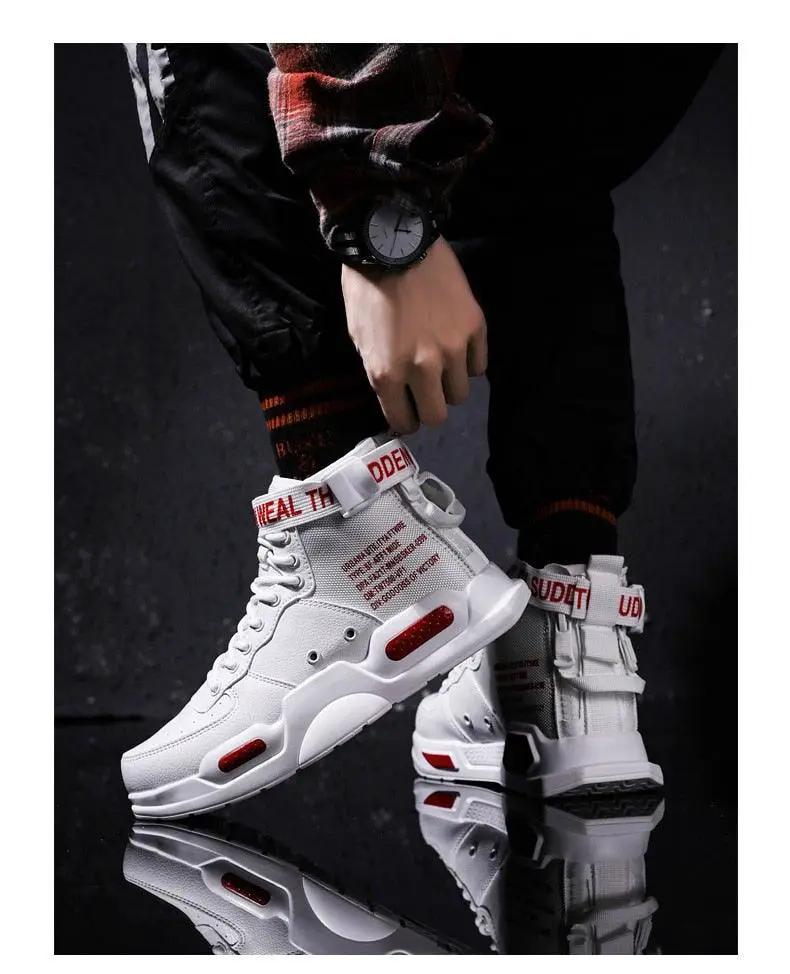 High Top Red Sneakers for Men Hip Hop Style