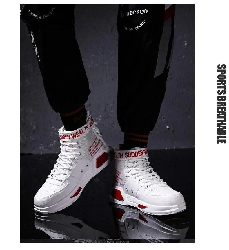 High Top Red Sneakers for Men Hip Hop Style