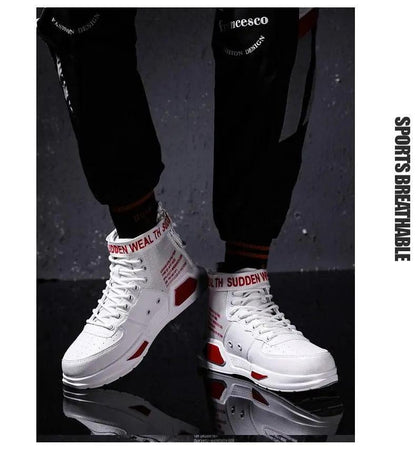 High Top Red Sneakers for Men Hip Hop Style