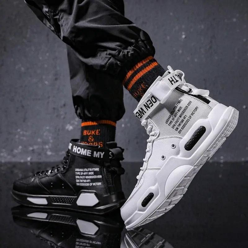 High Top Red Sneakers for Men Hip Hop Style