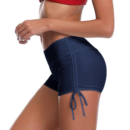 Stevvex navy high waist bikini bottom with side ties full coverage swim shorts for women on Tampa Home & Garden Store